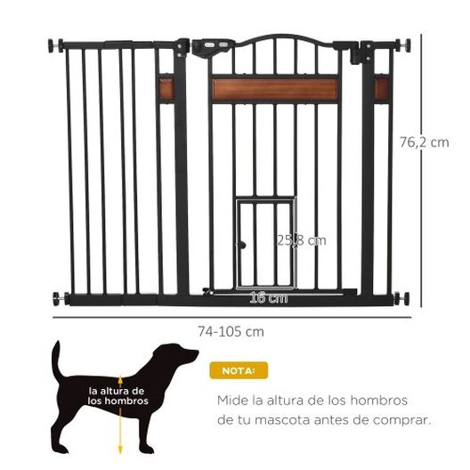 Barrera de seguridad para perros extensible PawHut 75-103x2x74cm negro