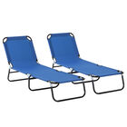 Outsunny Conjunto de 2 Tumbonas Plegables Tumbonas de Jardín Reclinables con Respaldo Ajustable en 5 Niveles Carga 120 kg para Terraza Piscina 188x56x28 cm Azul, , large image number null