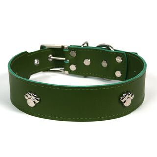 LGMCAN COLLAR DE PIEL VERDE CON  HUELLA