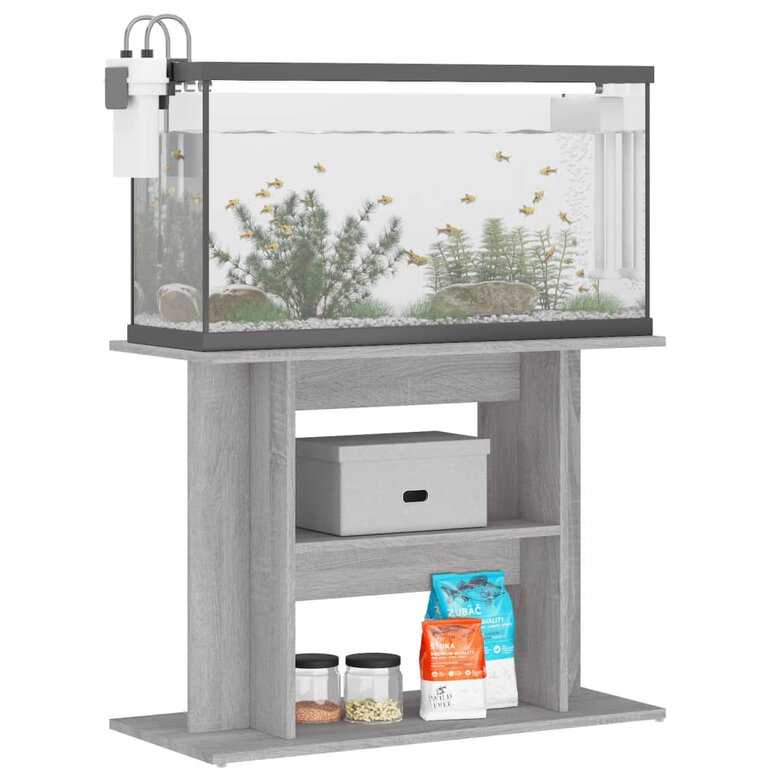 vidaXL Soporte para acuario madera ingeniería gris Sonoma 80x35x60 cm, , large image number null