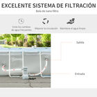 Outsunny Piscina Desmontable Tubular 340x215x80 cm Piscina Rectangular de Exterior con Depuradora de Cartucho 4.000 L/H Mangueras Longitud 100 cm y Marco de Acero 4200 L Gris, , large image number null