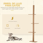 PawHut Árbol para Gatos del Suelo al Techo 43x27x228-260 cm Torre para Gatos con Altura Ajustable 4 Plataformas Espaciosas y Poste de Sisal Marrón, , large image number null