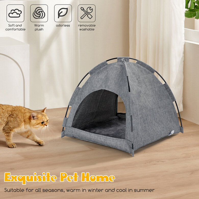 Nobleza Cama para Gatos y Perros, Cueva Mediana Lavable con Cojín Extraíble, Casa para Mascotas, Ideal para Uso en Exteriores e Interiores, , large image number null