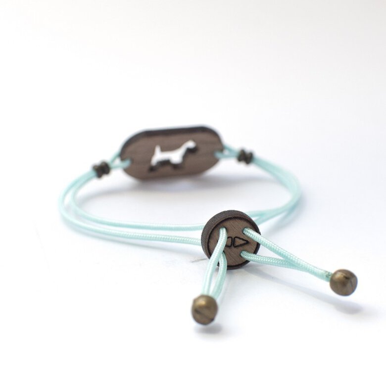 Pulsera de madera Caniche/Perro de Aguas personalizable color Celeste, , large image number null