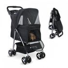 Mobiclinic Carrito para perros Ruedas con freno y 360º 3 accesos Con toldo Cesta almacenaje y portavasos Negro, , large image number null