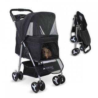 Mobiclinic Carrito con freno y toldo y accesorios color negro para perros