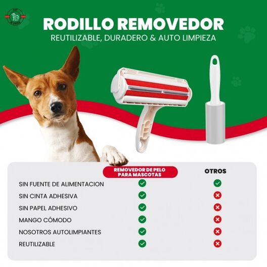 Rodillo Removedor Quitapelos mascotas Perro Gato Verde