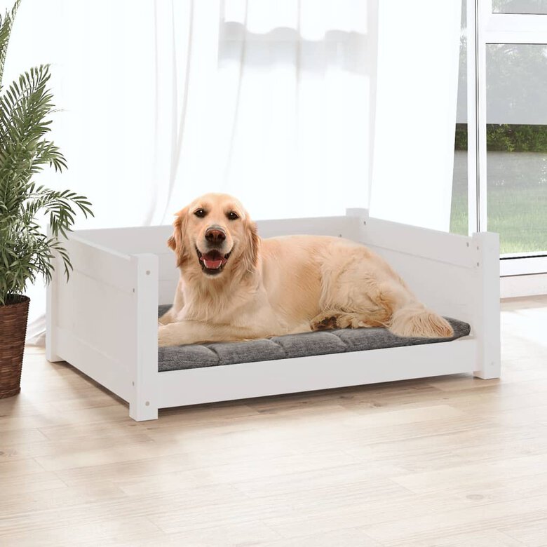 VidaXL Estructura lisa cama de madera blanca para perros, , large image number null