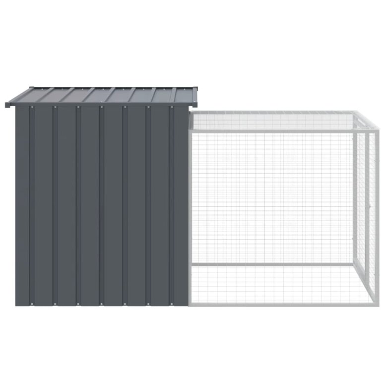 vidaXL Gallinero con corral acero galvanizado gris para gallina, , large image number null