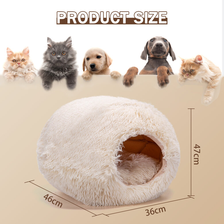 Nobleza - Camas para Gatos,  Carpa para Gatos de con Protección contra el Frío con Cojín Desenfundable y Extraíble, Cama para Gatos Semiabierta para Mascotas pequeñas y Medianas, 47×46×36cm, , large image number null