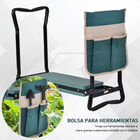 Outsunny Taburete de Jardín Plegable con Bolsa para Herramientas Protección Cojín Rodillas Asiento de Jardín con Almohadilla Altura Ajustable Soporta un máximo 150kg Color Verde Negro, , large image number null