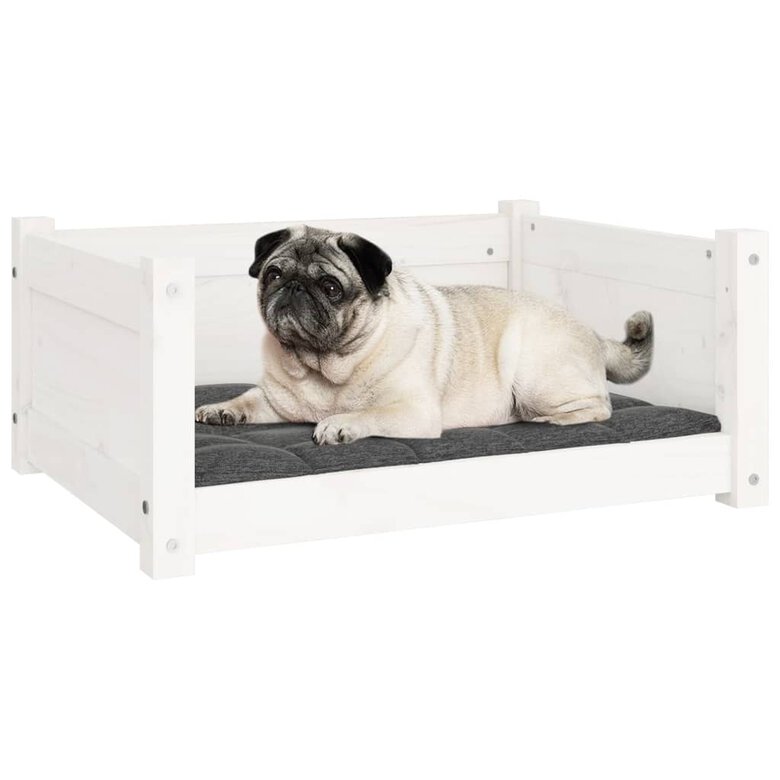 VidaXL Estructura lisa cama de madera blanca para perros, , large image number null