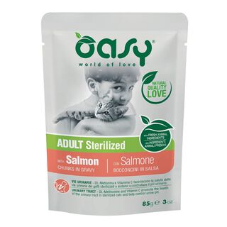 Oasy Adulto Esterilizado Trozos de Salmón en salsa para gatos