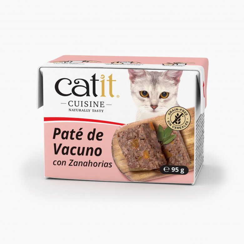 Paté para gatos Catit Cuisine, Vacuno con Zanahoria-95g, , large image number null