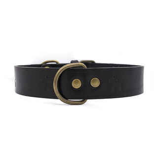 Ladran Gaucho Collar negro de cuero premium para perros