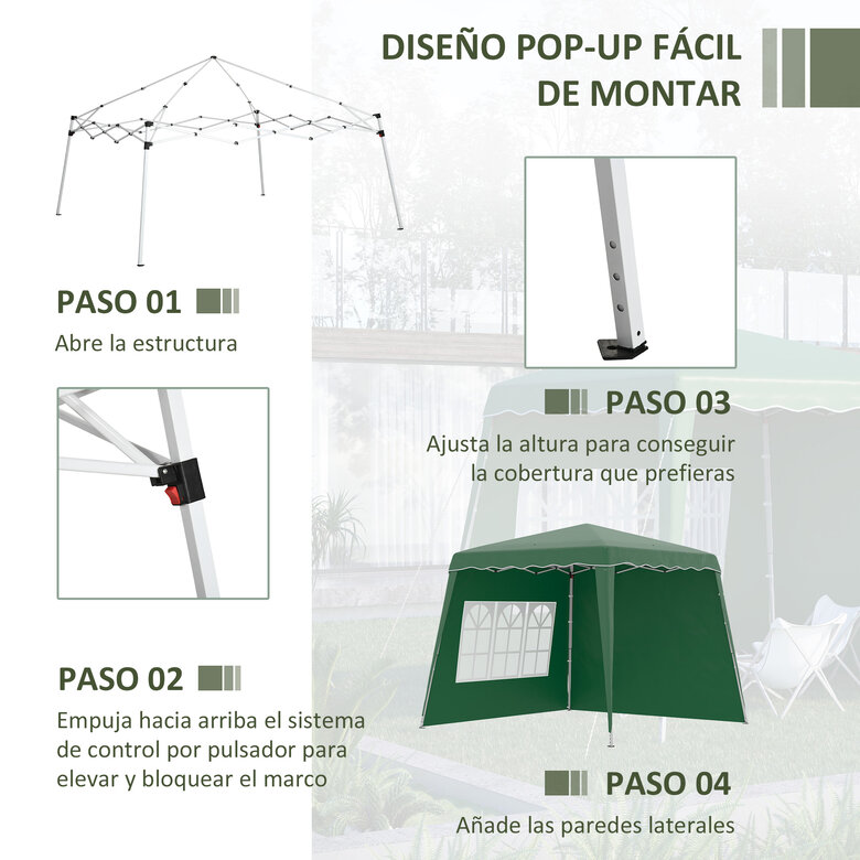 Outsunny Carpa Plegable con 2 Paredes Laterales, , large image number null
