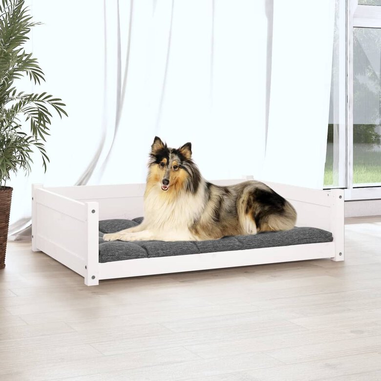 VidaXL Estructura lisa cama de madera blanca para perros, , large image number null