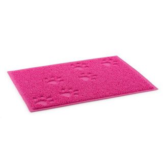 Alfombrilla cuadrada antideslizante diseño de zarpas para comederos color Rosa