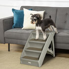 PawHut Escalera Plegable para Mascotas de 4 Peldaños Escalón para Perros Gatos Portátil con Alfombras Antideslizantes para Cama Sofá Carga 20 kg 62x38x49,5 cm Gris, , large image number null