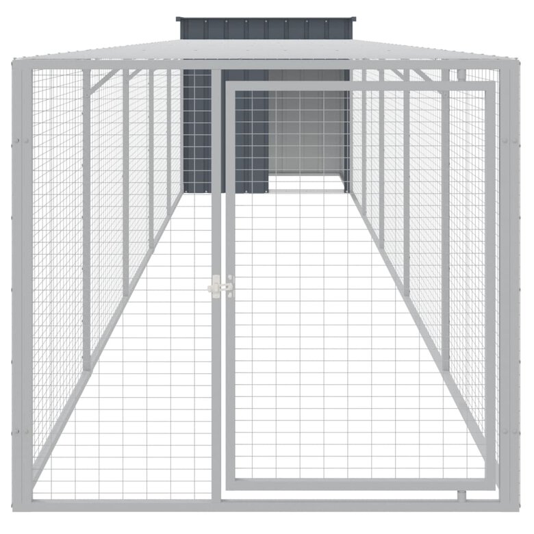 vidaXL Gallinero con corral acero galvanizado gris para gallina, , large image number null