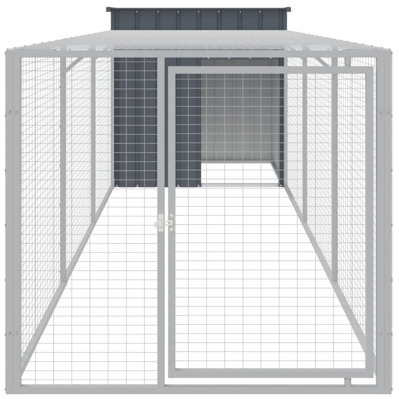 vidaXL Gallinero con corral acero galvanizado gris para gallina, , large image number null