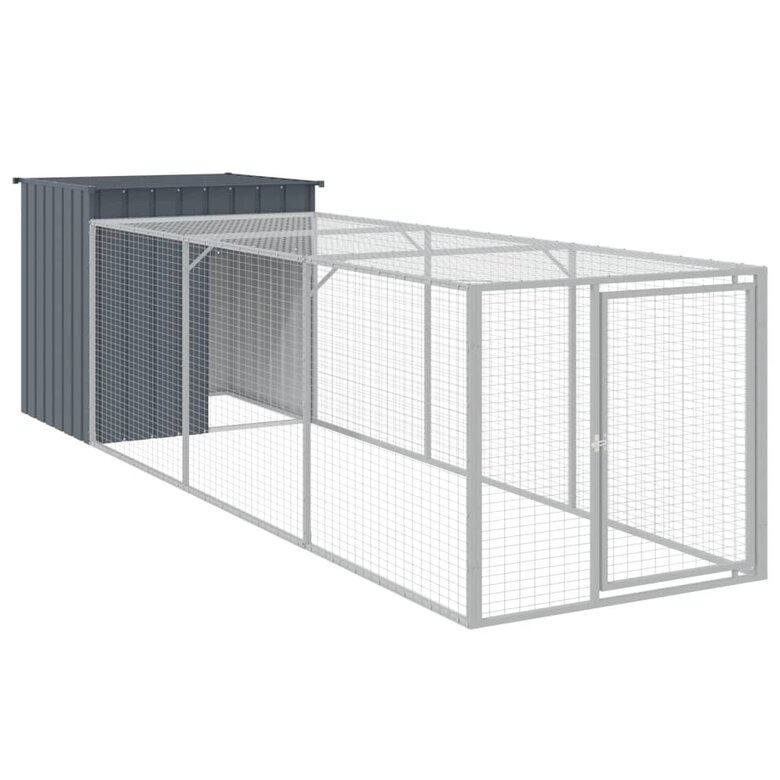 vidaXL Gallinero con corral acero galvanizado gris para gallina, , large image number null