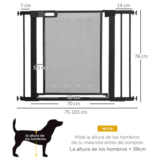 Barrera extensible de seguridad para perros con montaje a presión apta para  escaleras y puertas color