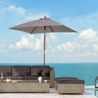 Outsunny Sombrilla de Jardín 200x150x235 cm Parasol de Jardín Rectangular con Ángulo Ajustable Anti-UV Impermeable y Poste de Madera para Playa Patio Exterior Gris, , large image number null