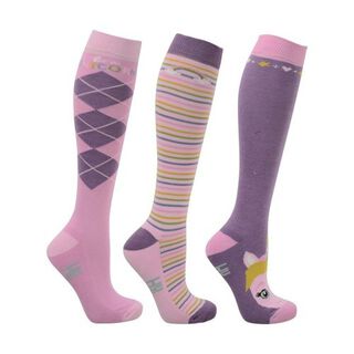 Pack de 3 calcetines color Rosa Pastel/Lila Pastel/Verde Sap