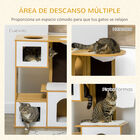 PawHut Árbol Rascador para Gatos Altura 92,5 cm Torre para Gatos con 3 Casetas de Madera Cojines Lavables Tabla de Rascador y Hamaca 76x37x92,5 cm Roble., , large image number null