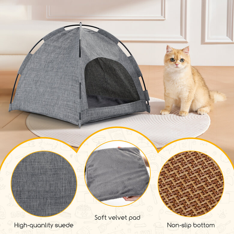 Nobleza Cama para Gatos y Perros, Cueva Mediana Lavable con Cojín Extraíble, Casa para Mascotas, Ideal para Uso en Exteriores e Interiores, , large image number null