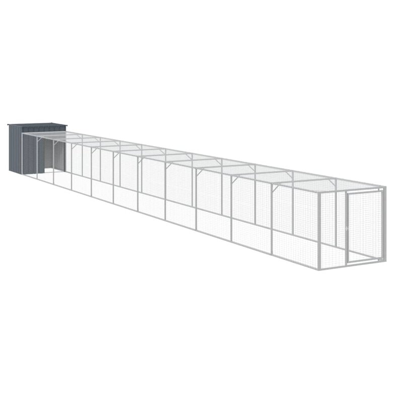 vidaXL Gallinero con corral acero galvanizado gris para gallina, , large image number null