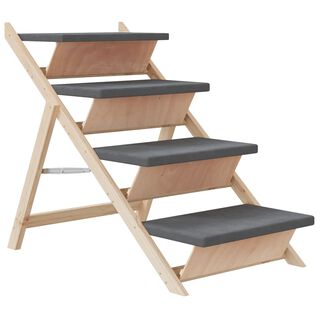 VidaXL Escalera de madera maciza de abeto gris para perros