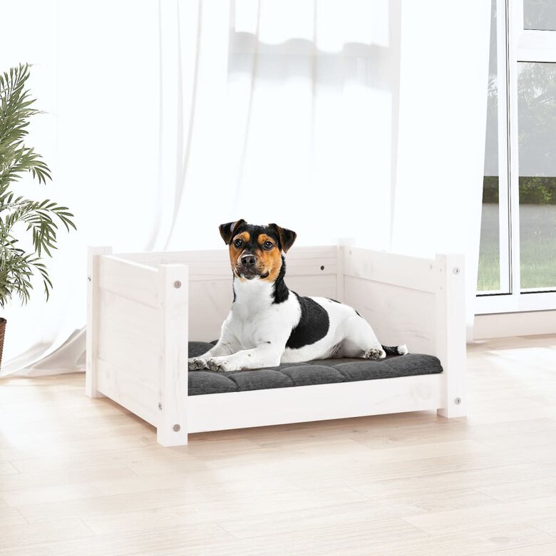 VidaXL Estructura lisa cama de madera blanca para perros, , large image number null