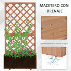 Outsunny Jardinera con Enrejado de Madera Maciza Macetero de Jardín con Soporte para Trepadora para Cultivo de Plantas Flores 72,5x31,5x149,5 cm Natural, , large image number null