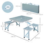 Outsunny Mesa Maleta de Camping Plegable Portátil con 4 Asientos y Agujero para Sombrilla, , large image number null