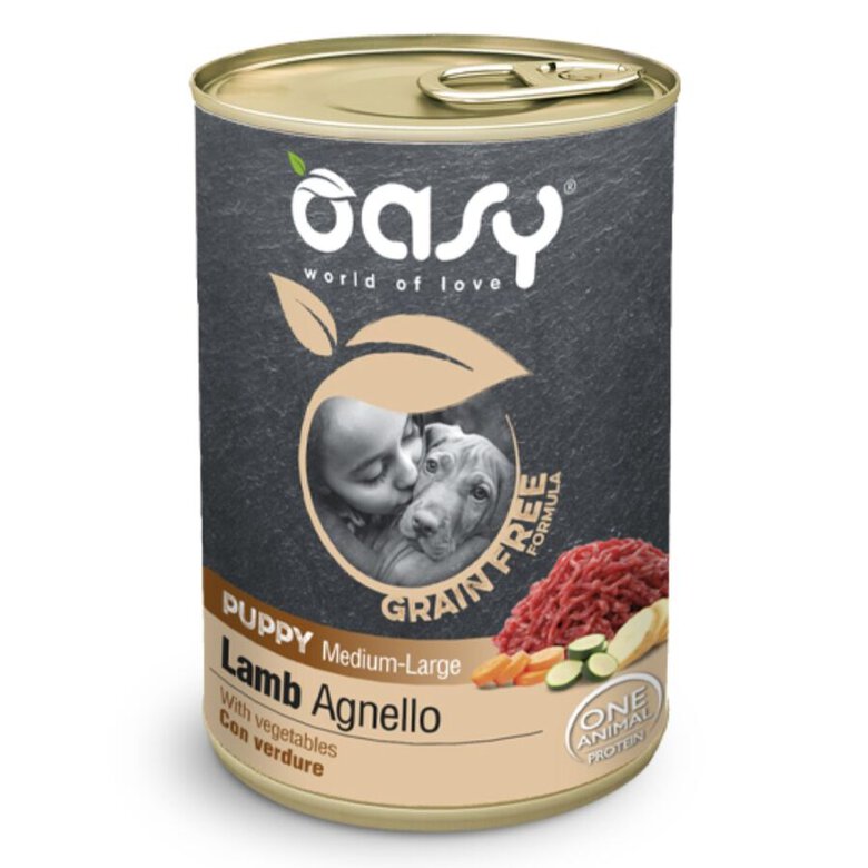 OASY PERRO LATA GF PUPPY M/L CORDERO 400G, , large image number null