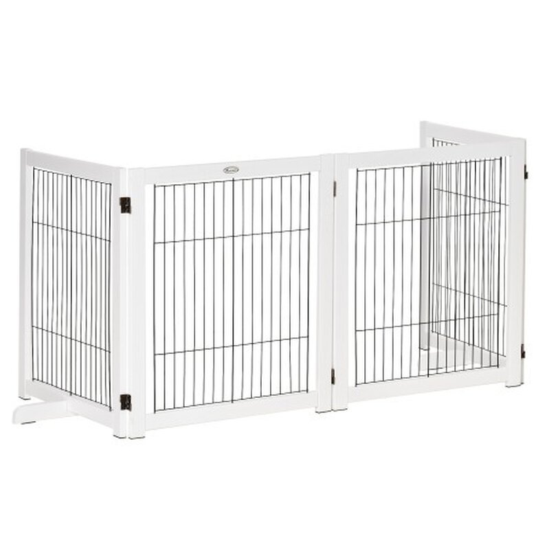 Barrera de seguridad para perros plegable PawHut 204x30x61 cm  blanco_D06-084