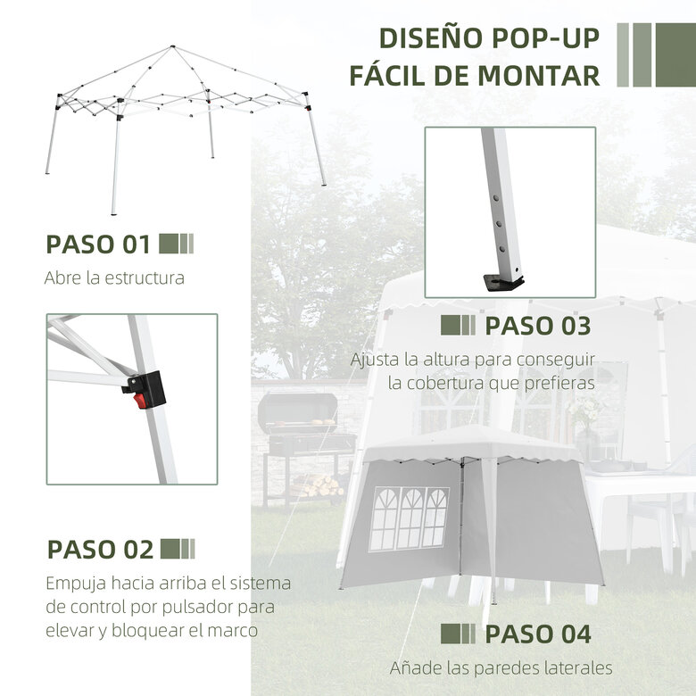 Outsunny Carpa Plegable con 2 Paredes Laterales, , large image number null