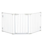 PawHut Barrera para Perros Plegable Valla para Mascotas de 3 Paneles con Cierre Inteligente Barrera de Seguridad para Escalera Pasillo 180x74,5 cm Blanco, , large image number null