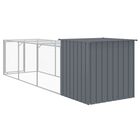 vidaXL Gallinero con corral acero galvanizado gris para gallina, , large image number null