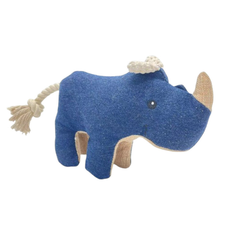 Tootoy! Comfort Denim Rhino peluche con sonido para perros, , large image number null