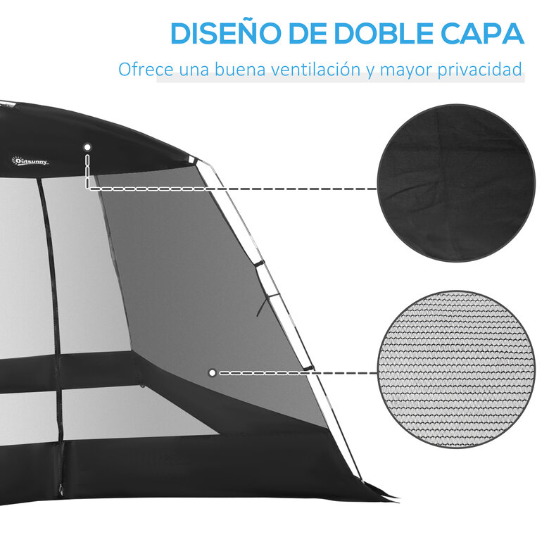 Outsunny Carpa de Jardín negra Cenador para 4-6 Personas para camping, , large image number null