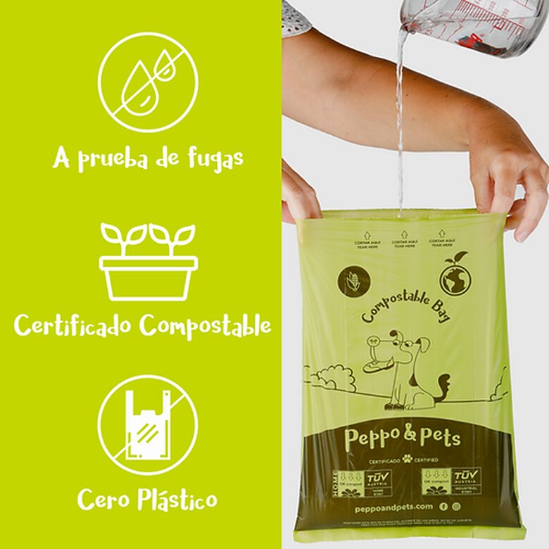 Peppo and Pets - 240 Bolsas compostables para recoger cacas de perro- Muy resistentes- Con aroma a lavanda-Hechas 100% con almidón de maíz, , large image number null