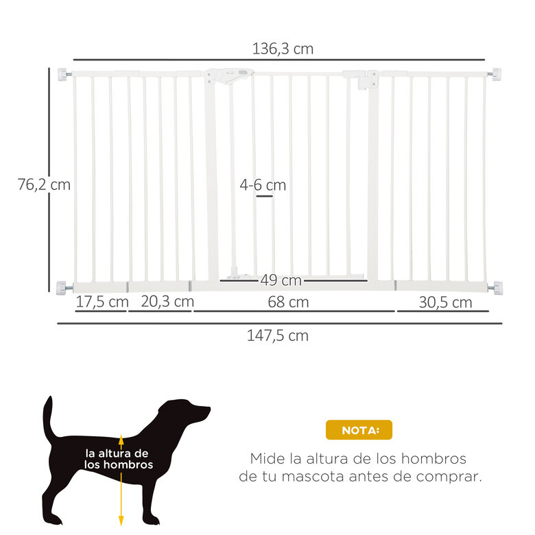 PawHut Barrera de Seguridad Blanco, , large image number null