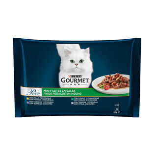 Gourmet Perle Filetes de Carne con Verduras en salsa sobre para gatos