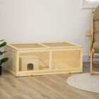 PawHut Jaula para Hámster de Madera 100x58x38 cm Casa para Roedores con Tapa Abatible Panel de Acrílico Bandeja Extraíble y Cabaña para Conejos Chinchillas Natural, , large image number null