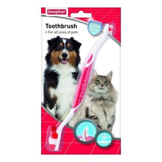 Cepillo de dientes de dos cabezales para perros o gatos olor Natural 