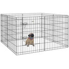 PawHut Parque de Juegos para Perros 8 Paneles Plegables Jaula Metálica para Mascotas con Puerta y Doble Cerradura para Jardín Patio Exterior Negro, , large image number null