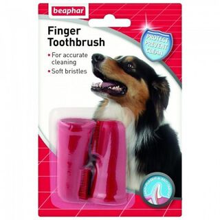 Pack de 2 cepillos de dientes de dedo para perros